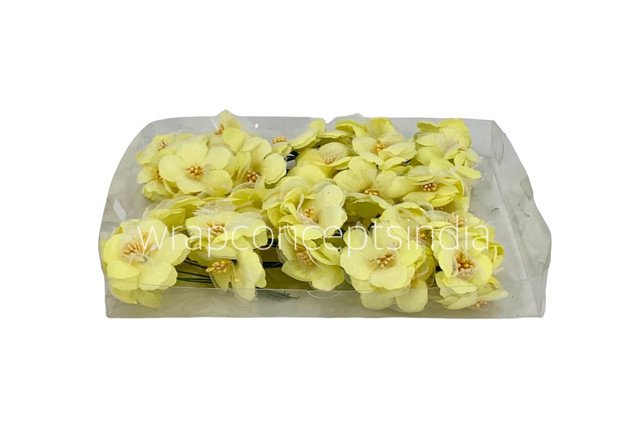 Flowers with Organza Layer on stick - Lemon