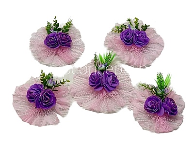 Purple Roses & Pink Fan Ready Bunch