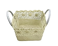 Cream Square Crochet Basket