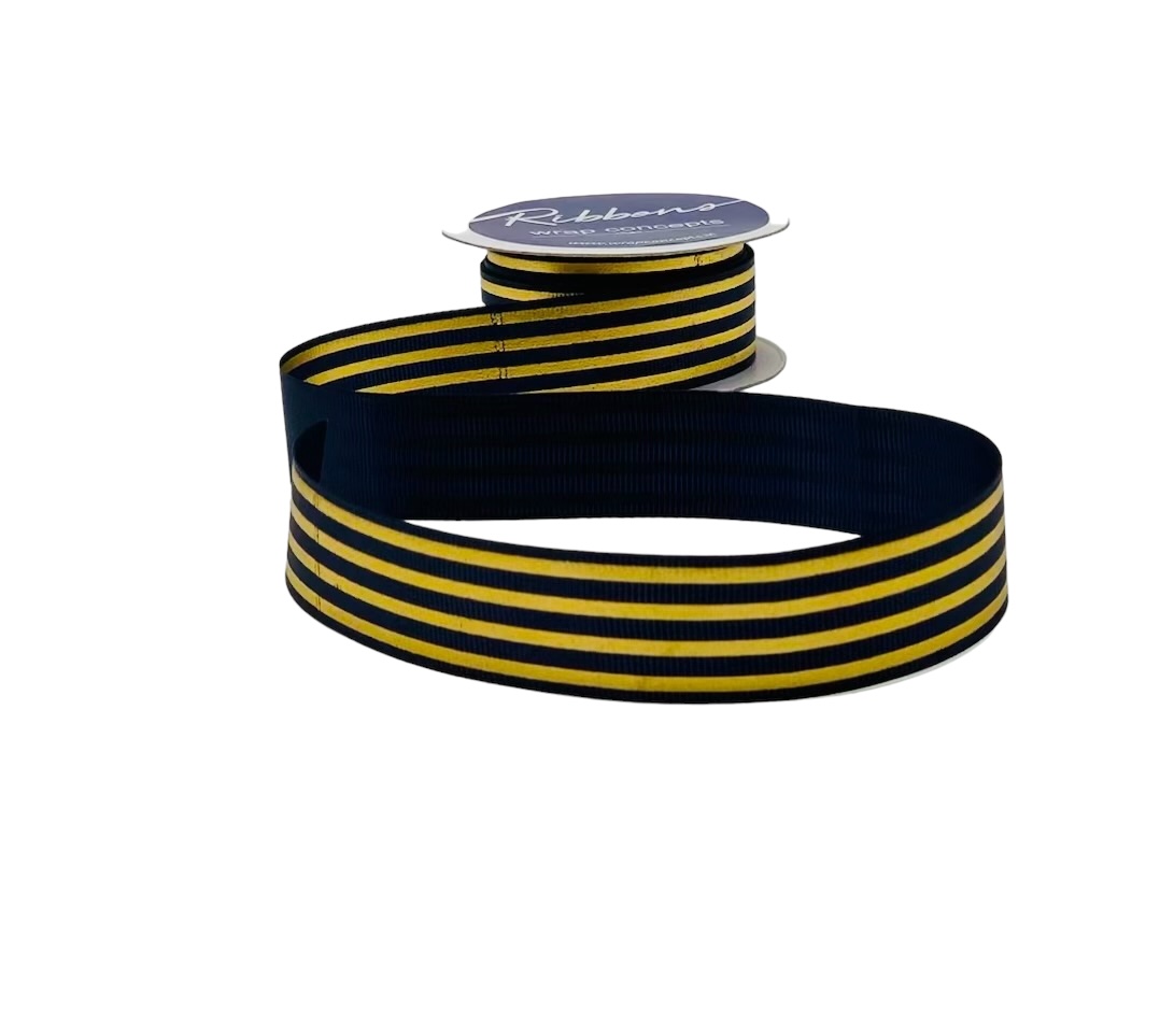 Grosgrain Ribbon with Gold Foil Stripes