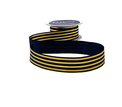 Grosgrain Ribbon with Gold Foil Stripes