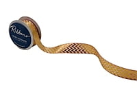 Gold Foil Herringbone Satin Ribbon