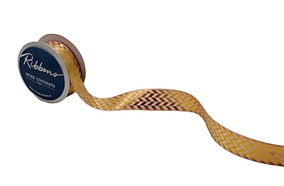 Gold Foil Herringbone Satin Ribbon