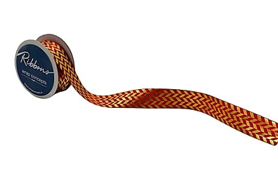 Gold Foil Herringbone Satin Ribbon