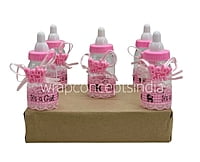 Pink/Blue Baby Bottle with Teddy