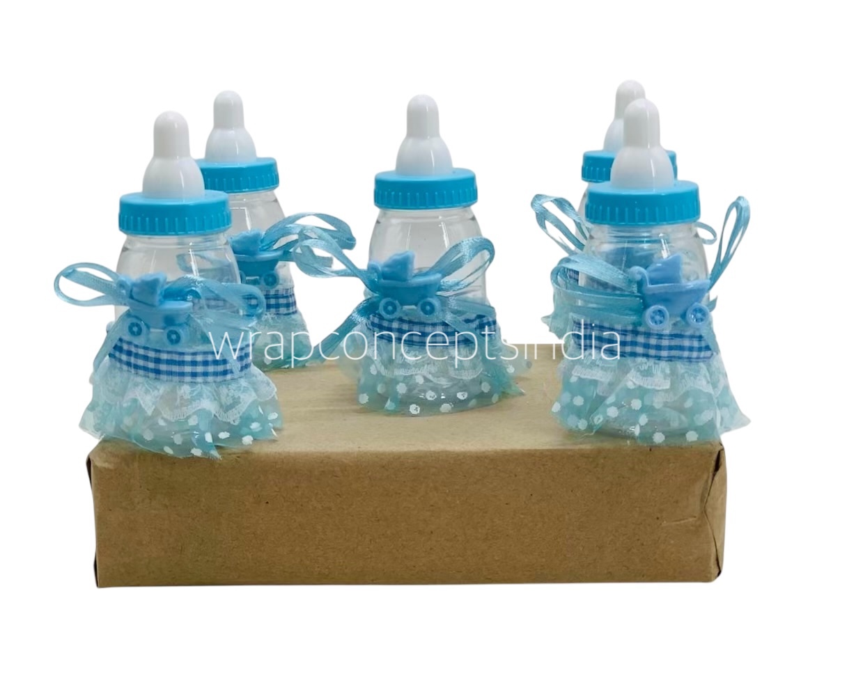 Pink/Blue Bottle with Frill & Motif