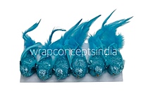 Glittery Birds with Feather Tails (Multicolour)-White