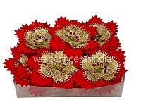 Red Texture Flower With Gold Pollen