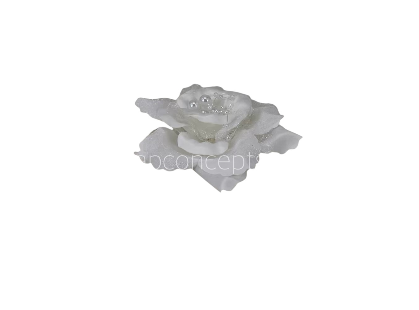 White Rose With Pearls Center