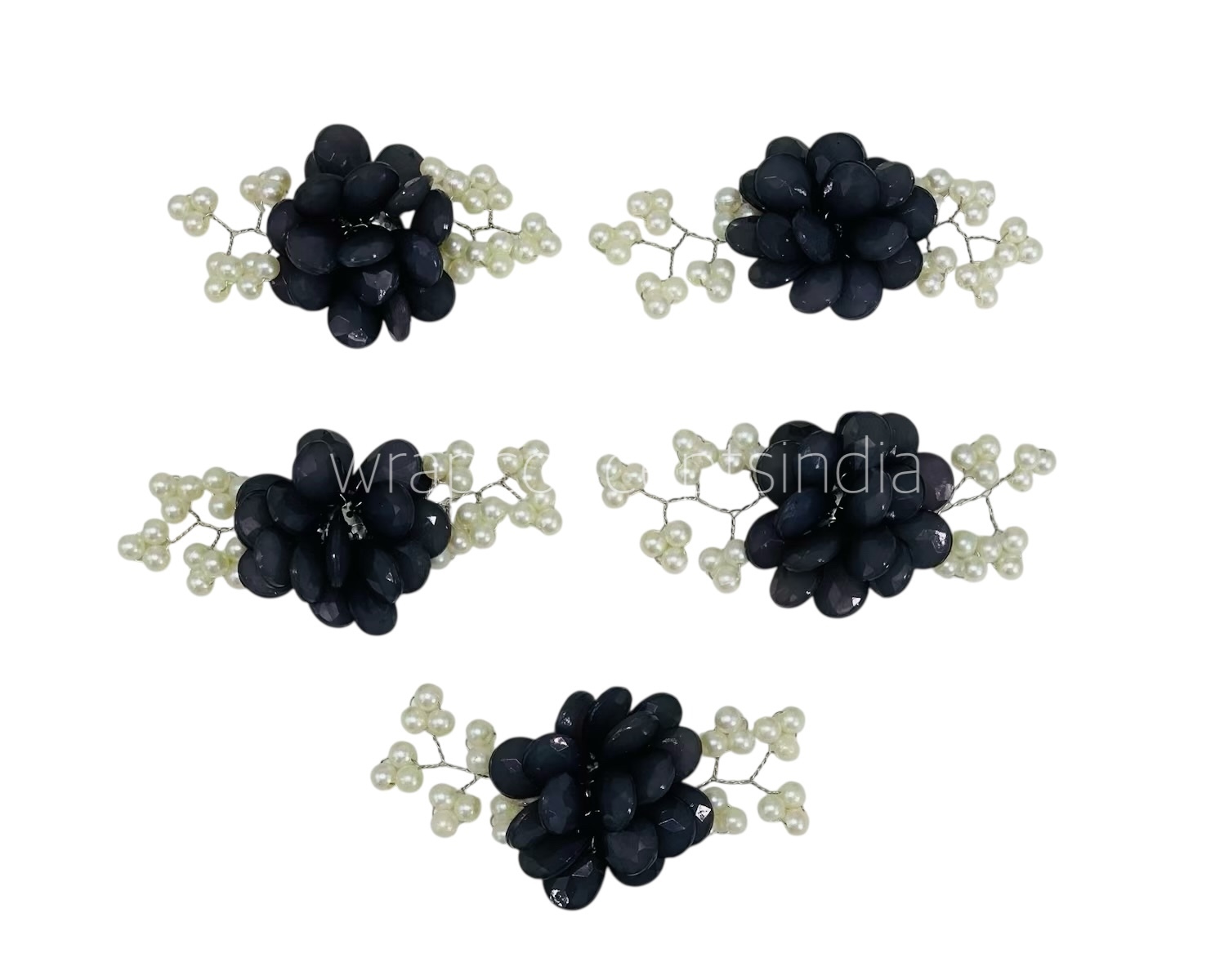 Stone Flowers with Pearl Add-ons- Multicolor
