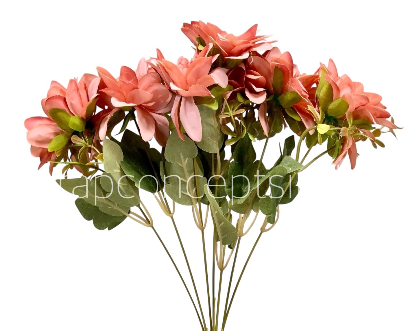 Dahlia Bunch with Leaves-Milky White