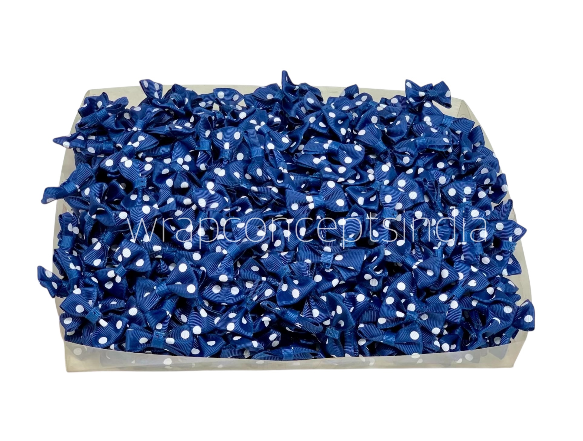Polka Bow Big - Blue with White