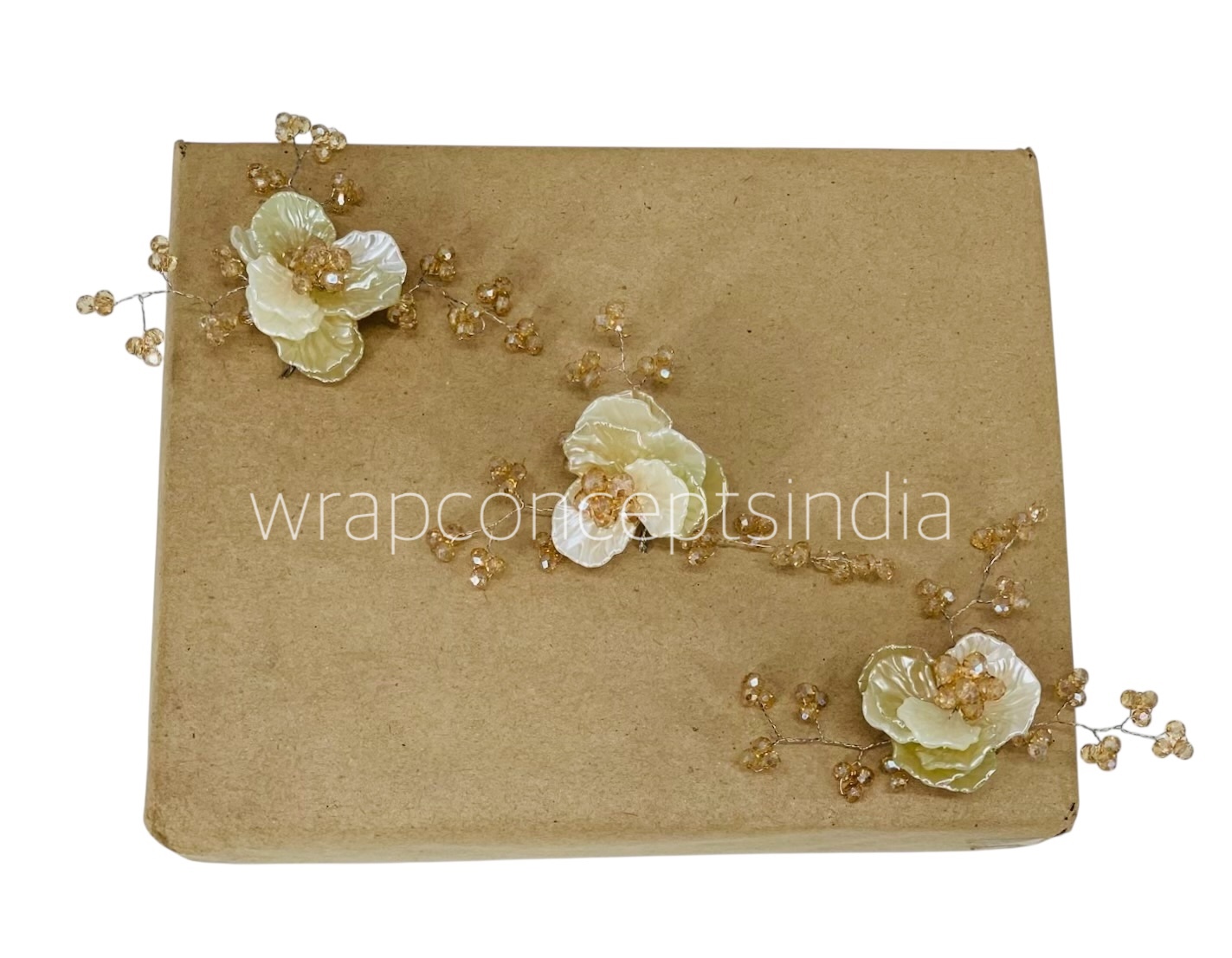 Dual Acrylic Flowers with Pearl Add-ons-Dk. Peach