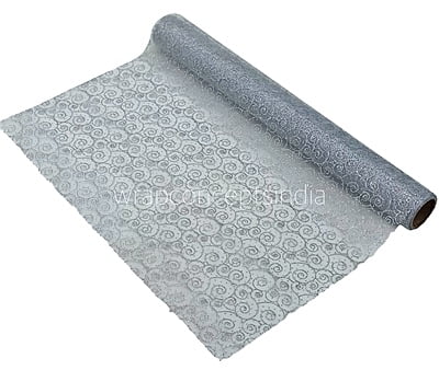 Silver Swirley Foil Organza Roll