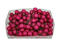 Fuchsia Pink Glitter Faux Balls - 30 MM