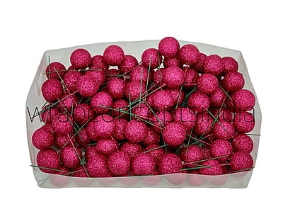 Fuchsia Pink Glitter Faux Balls - 30 MM