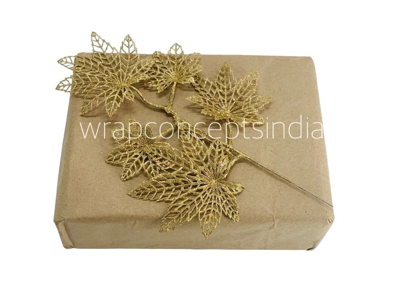 Gold Glitter Leaf on stick 2