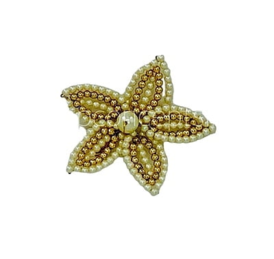 Flower in Pearl & gold beads (5 strings)