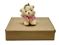 Small Teddy With Dress & Bow - Multicolour