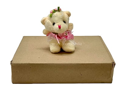 Small Teddy With Dress & Bow - Multicolour