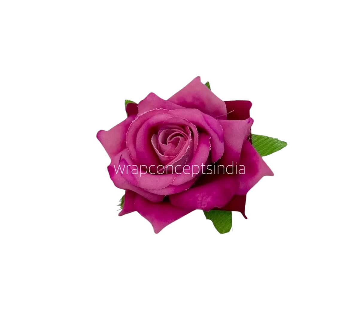 Rose With Leaves - Purplish Pink