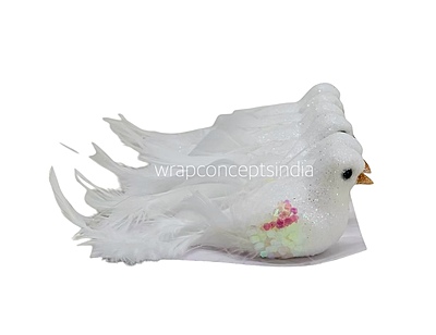 Gold Glittery Birds with Feather Tails