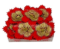 Red Texture Flower With Gold Pollen