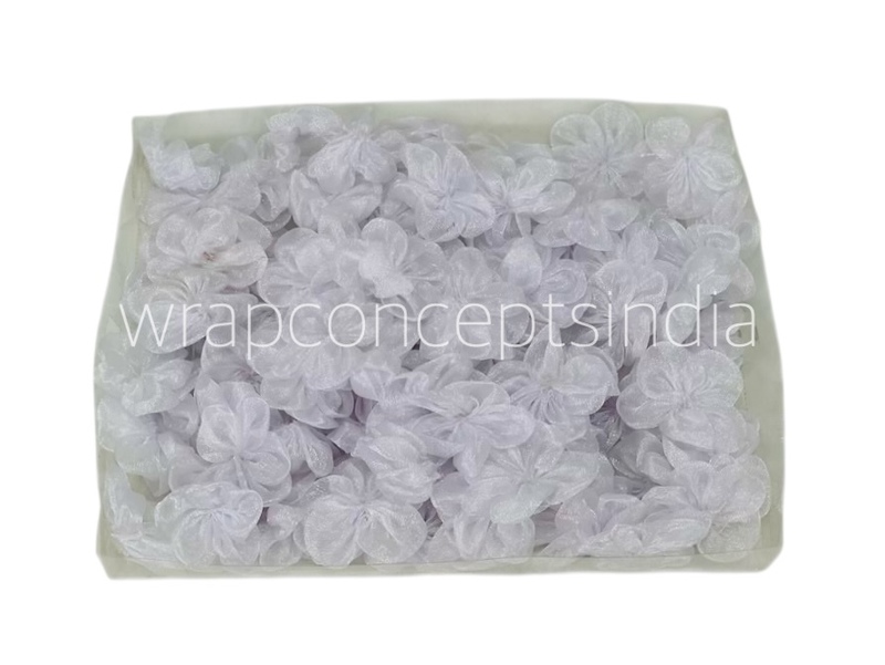Silverish White Organza Flowers