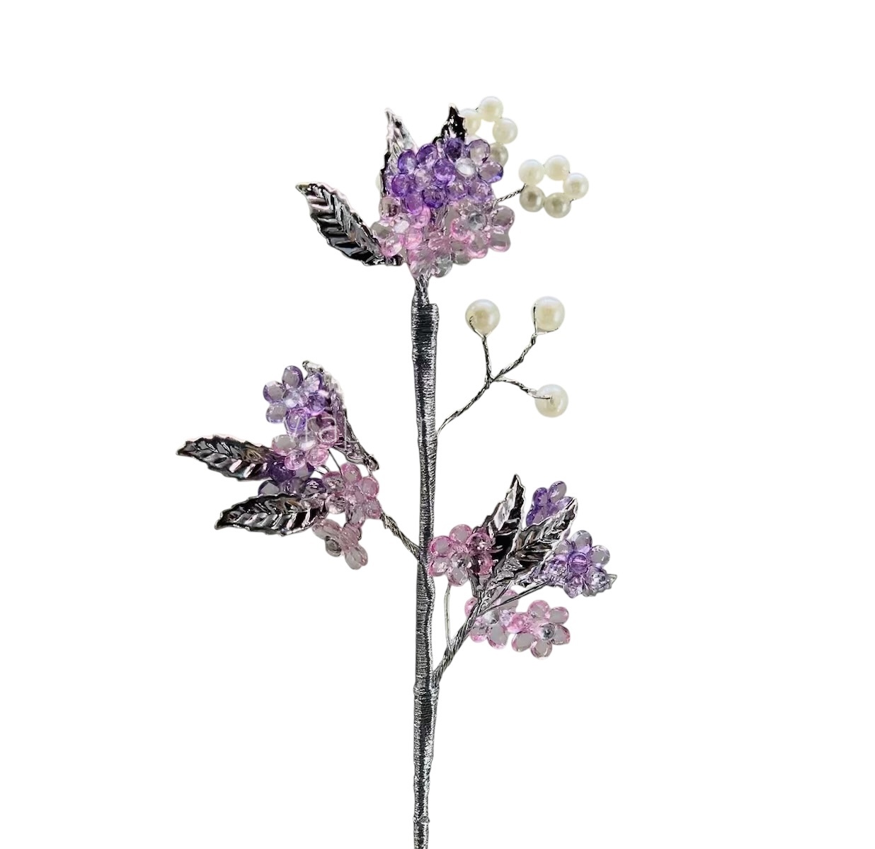 Stone & Pearl Flowers Stick Add-ons - Multicolour