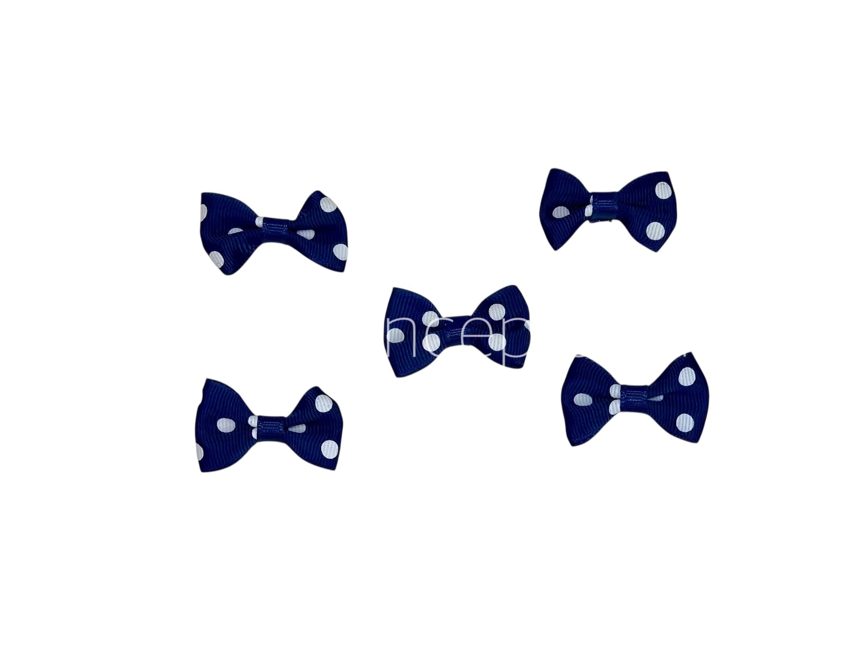 Polka Bow Big - Blue with White