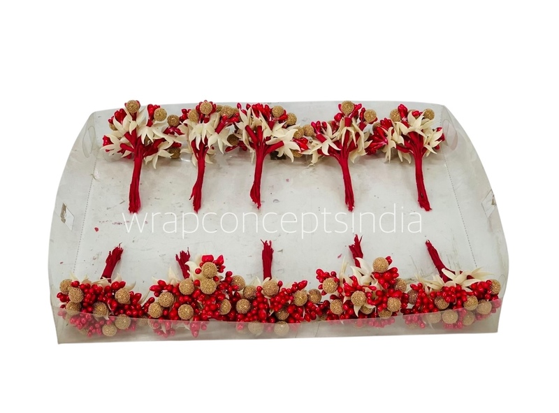 Red Textured Pearl Berry Sprigs