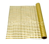 Gold Foil Stripe Organza Roll - Turquoise Blue
