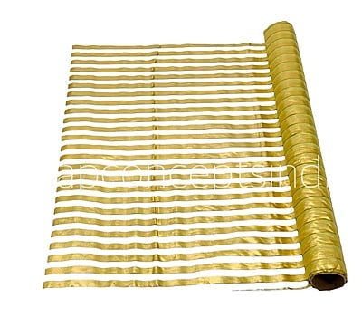 Gold Foil Stripe Organza Roll - Turquoise Blue