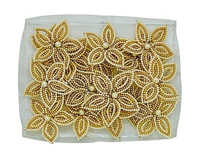 Pearl & gold beads flower (7 strings)