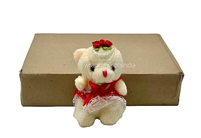 Small Teddy With Dress & Bow - Multicolour