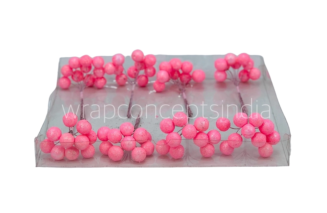 Pink Glitter Holly Sticks