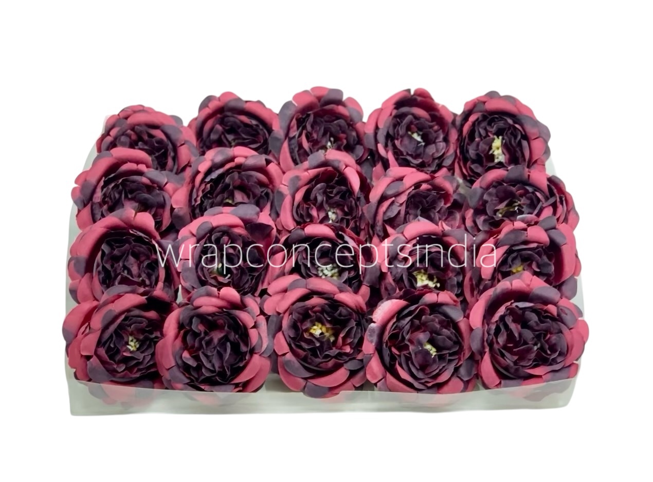 Deep Maroon Small Ornate Peonies