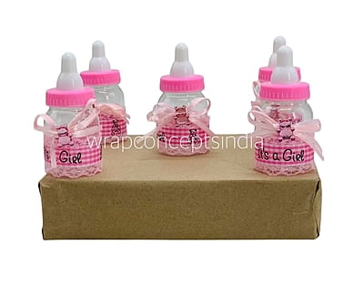 Its a Girl/Boy Bottle with Plaid Ribbon