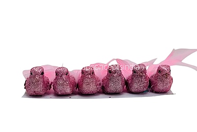 Glittery Birds with Feather Tails