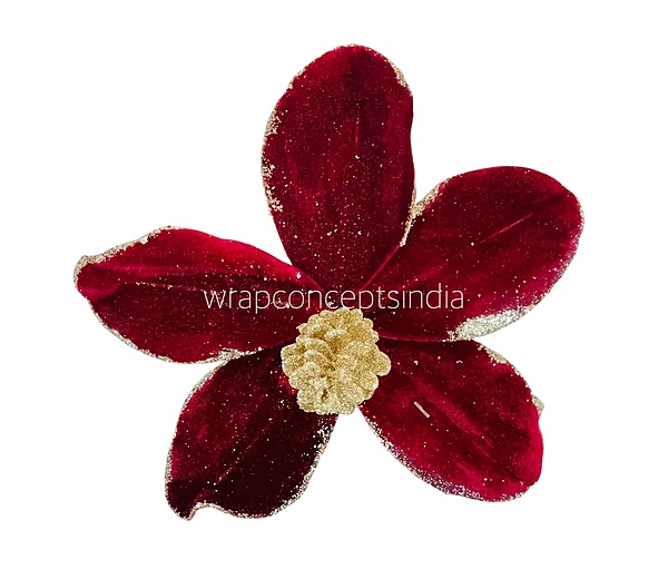 Velvet Flower with Gitter Pine Center-Tangerine