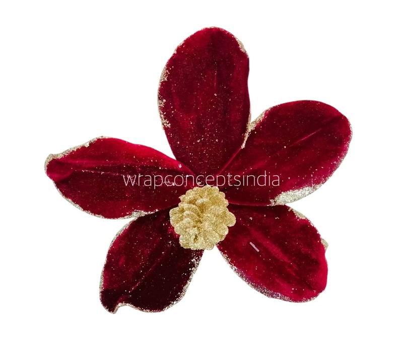 Velvet Flower with Gitter Pine Center-Tangerine