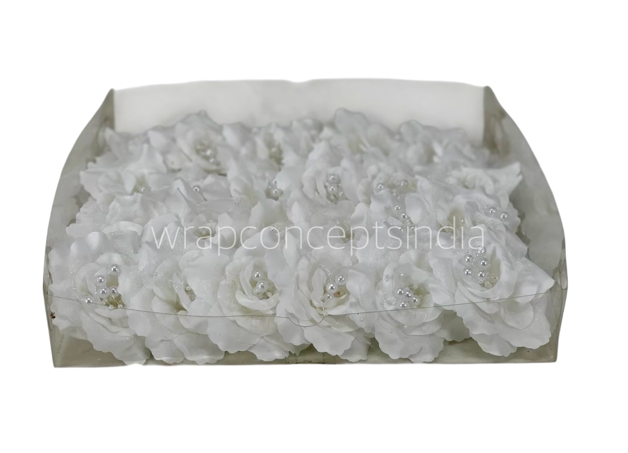 White Rose With Pearls Center