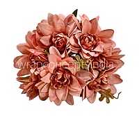 Dahlia Bunch with Leaves-Milky White