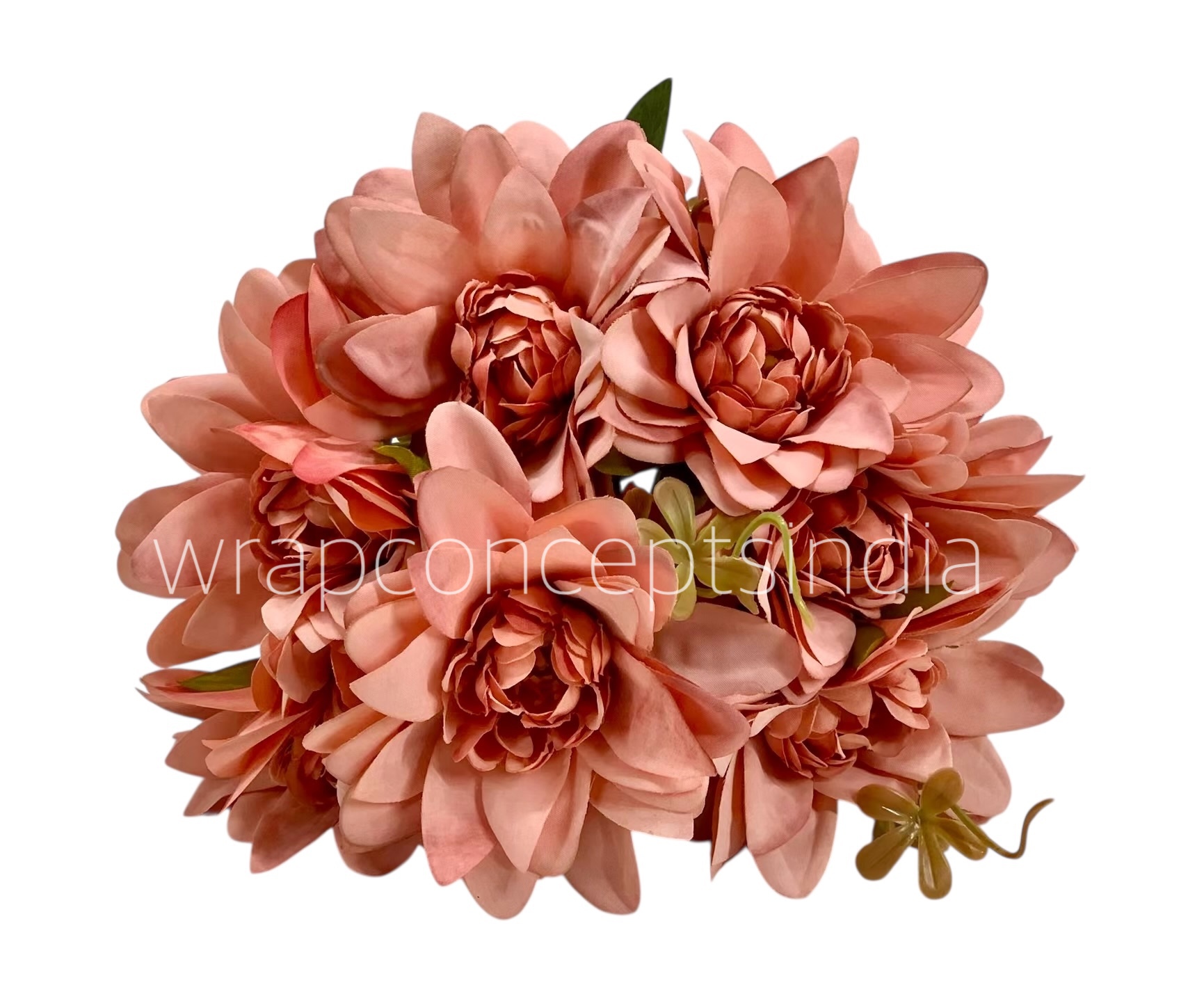 Dahlia Bunch with Leaves-Milky White