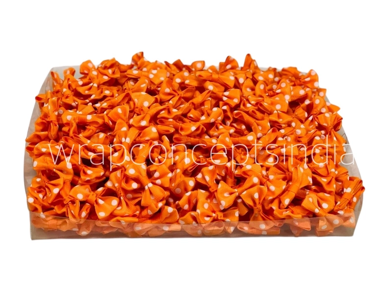 Polka Bow Big - Orange with White