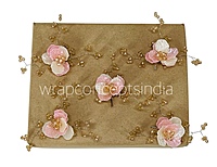 Dual Acrylic Flowers with Pearl Add-ons-Dk. Peach