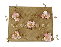 Dual Acrylic Flowers with Pearl Add-ons-Dk. Peach