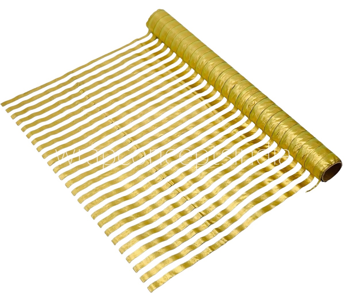 Gold Foil Stripe Organza Roll - Turquoise Blue