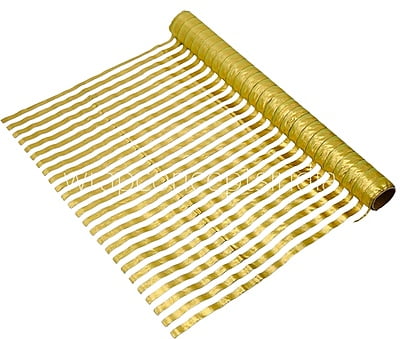 Gold Foil Stripe Organza Roll - Turquoise Blue