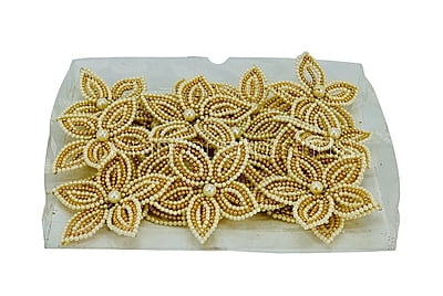 Pearl & gold beads flower (7 strings)